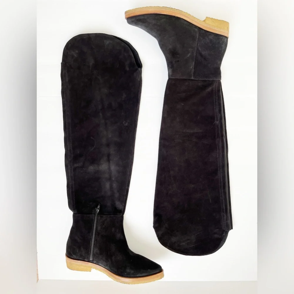 Free People Banks Over-The-Knee Black Suede Boots Sz 39.5